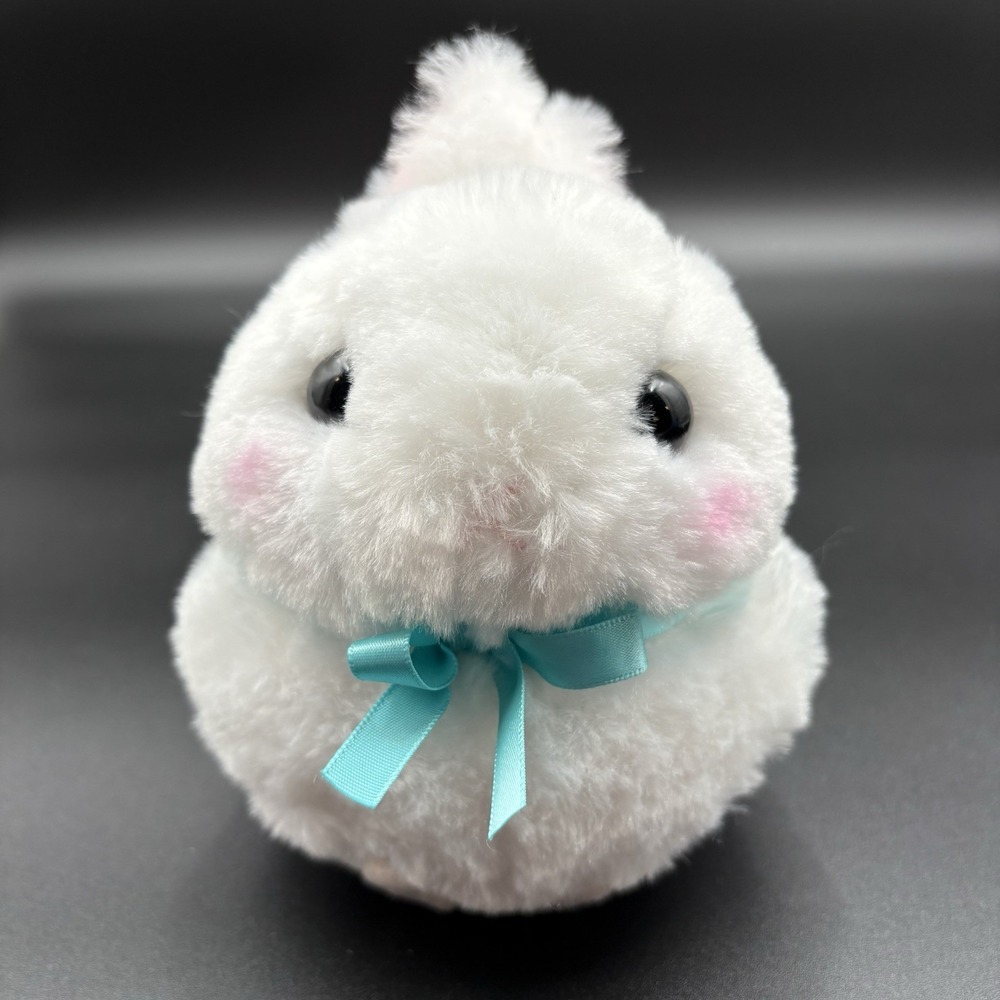 Usadama-chan White Rabbit Blue Bow Amuse Plush 6"‎ Stuffed Toy Doll Japan